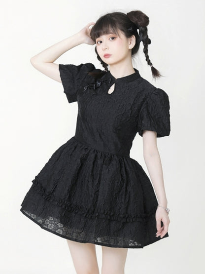 Chinese Style Puff Sleeve Mini Dress EIY0061