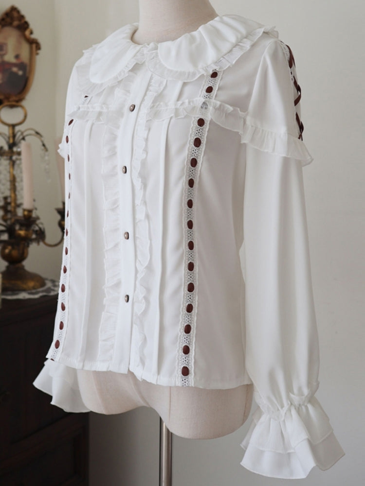 Round Collar Frill Lolita Long Sleeve Shirt EIY0082