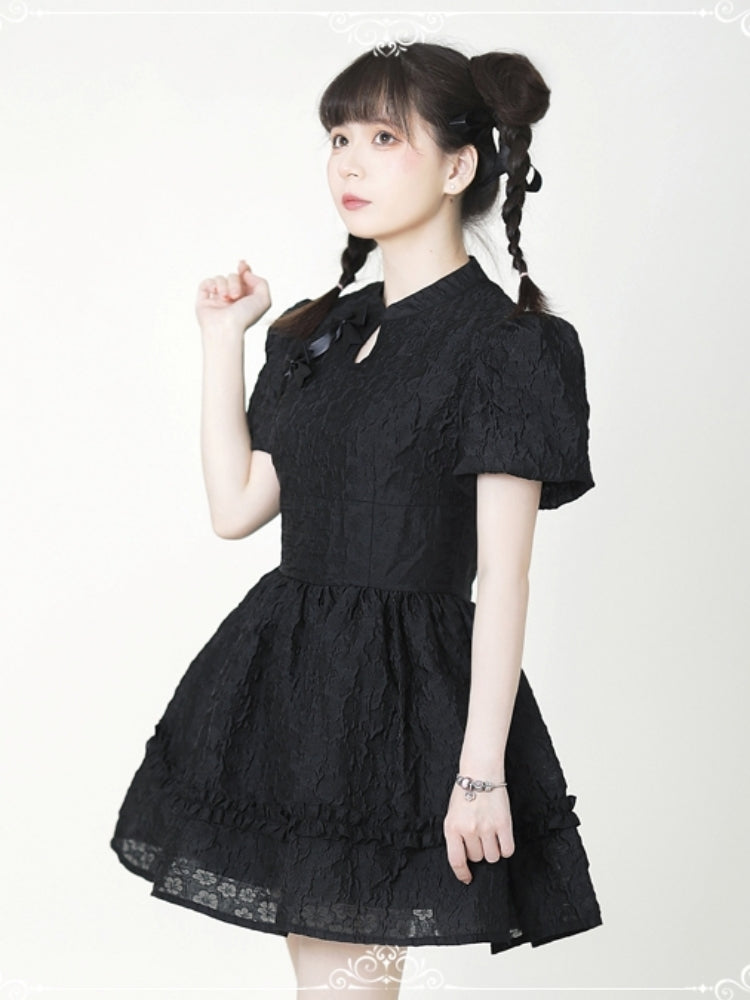 Chinese Style Puff Sleeve Mini Dress EIY0061