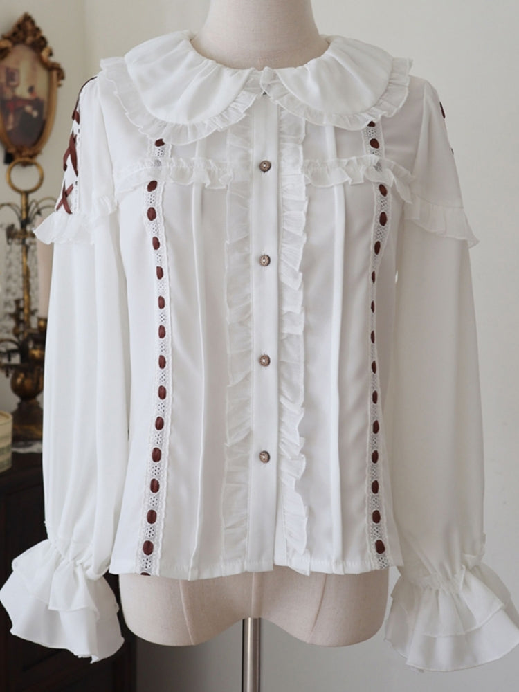 Round Collar Frill Lolita Long Sleeve Shirt EIY0082