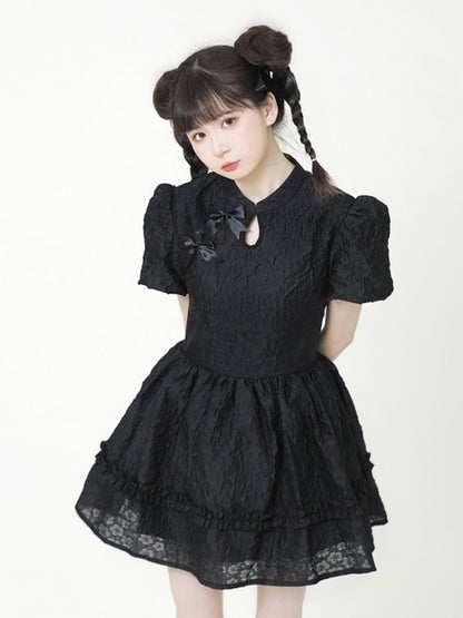 Chinese Style Puff Sleeve Mini Dress EIY0061