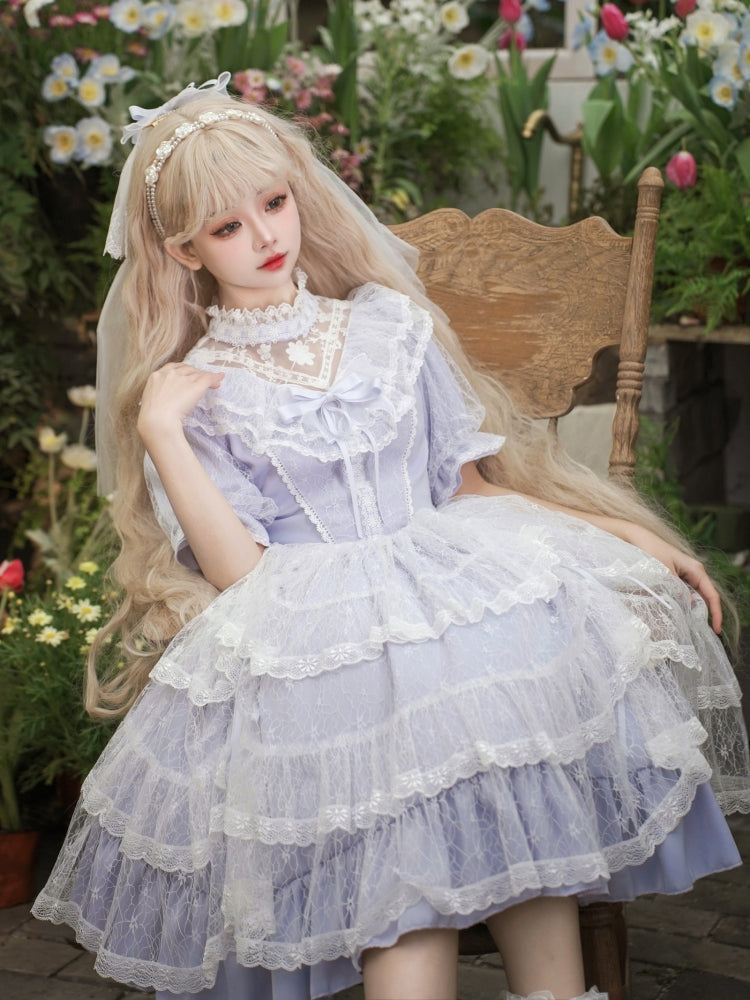 Light Blue Short Sleeve Princess Lolita Dress EIY0013