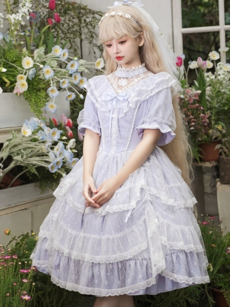 Light Blue Short Sleeve Princess Lolita Dress EIY0013