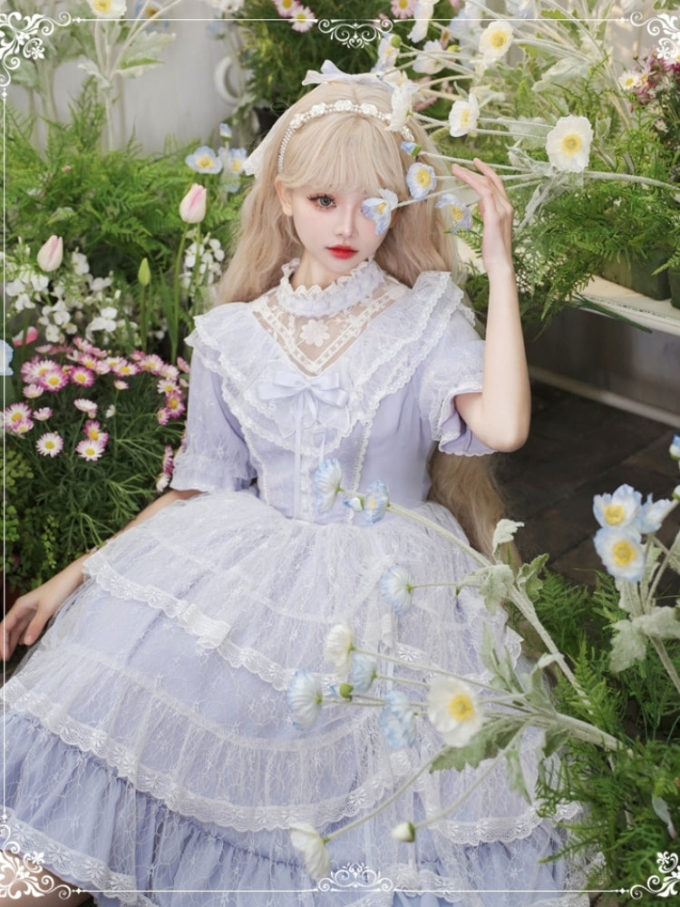 Light Blue Short Sleeve Princess Lolita Dress EIY0013