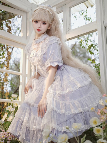 Light Blue Short Sleeve Princess Lolita Dress EIY0013