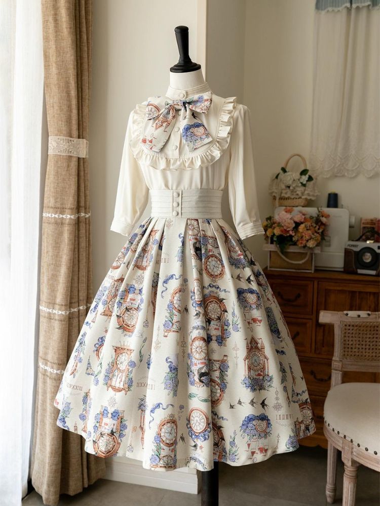 Clock Print Sweet Lolita Dress FOR0025