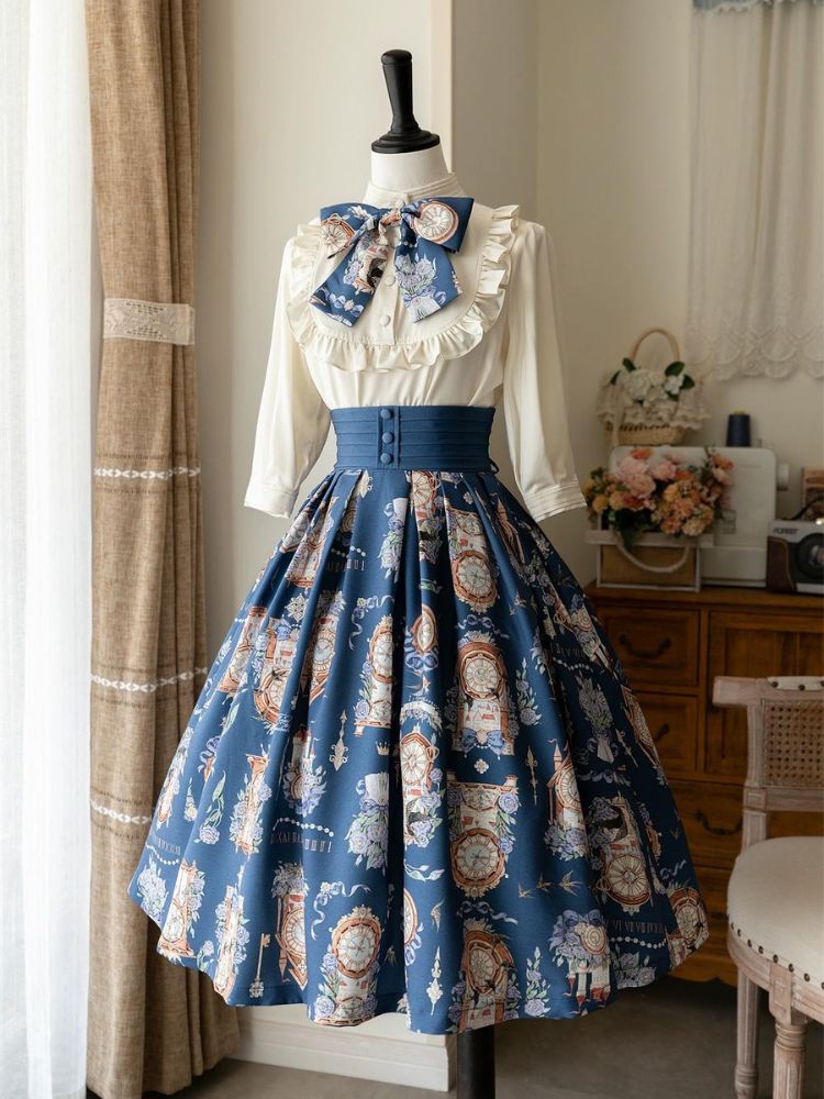 Clock Print Sweet Lolita Dress FOR0025