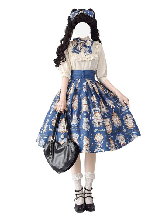 Clock Print Sweet Lolita Dress FOR0025