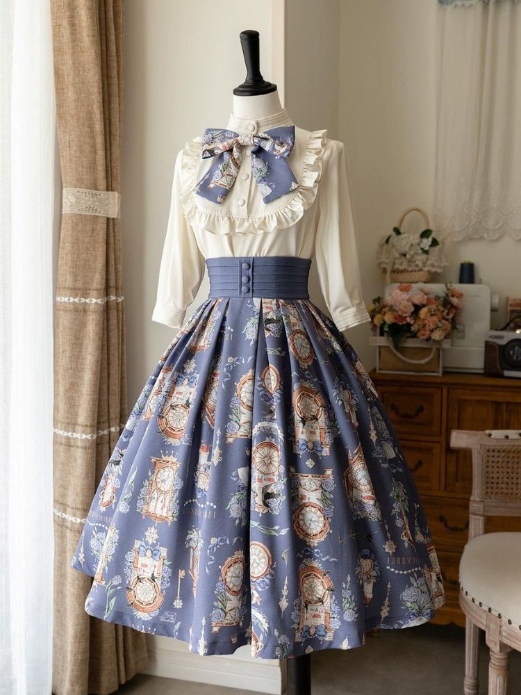 Clock Print Sweet Lolita Dress FOR0025