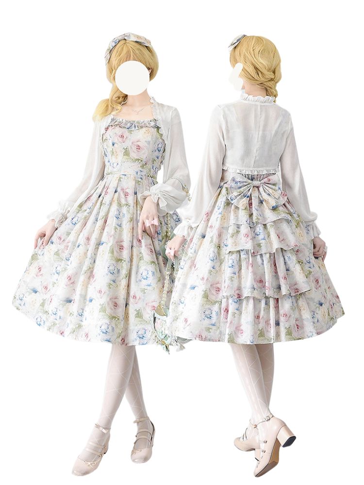 Various Pattern Elegant Retro Classic Lolita Dress + Cardigan FOR0026