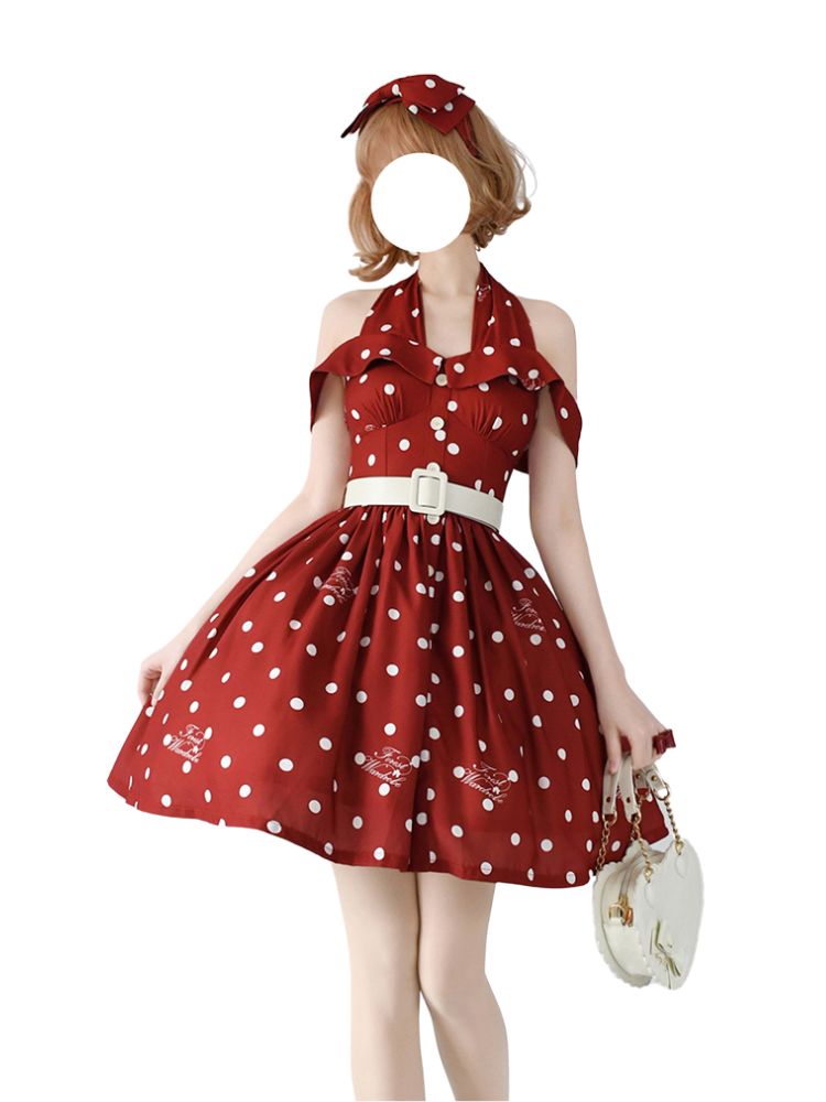 Off-Shoulder Polka Dot Dress FOR0034