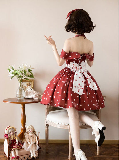 Off-Shoulder Polka Dot Dress FOR0034