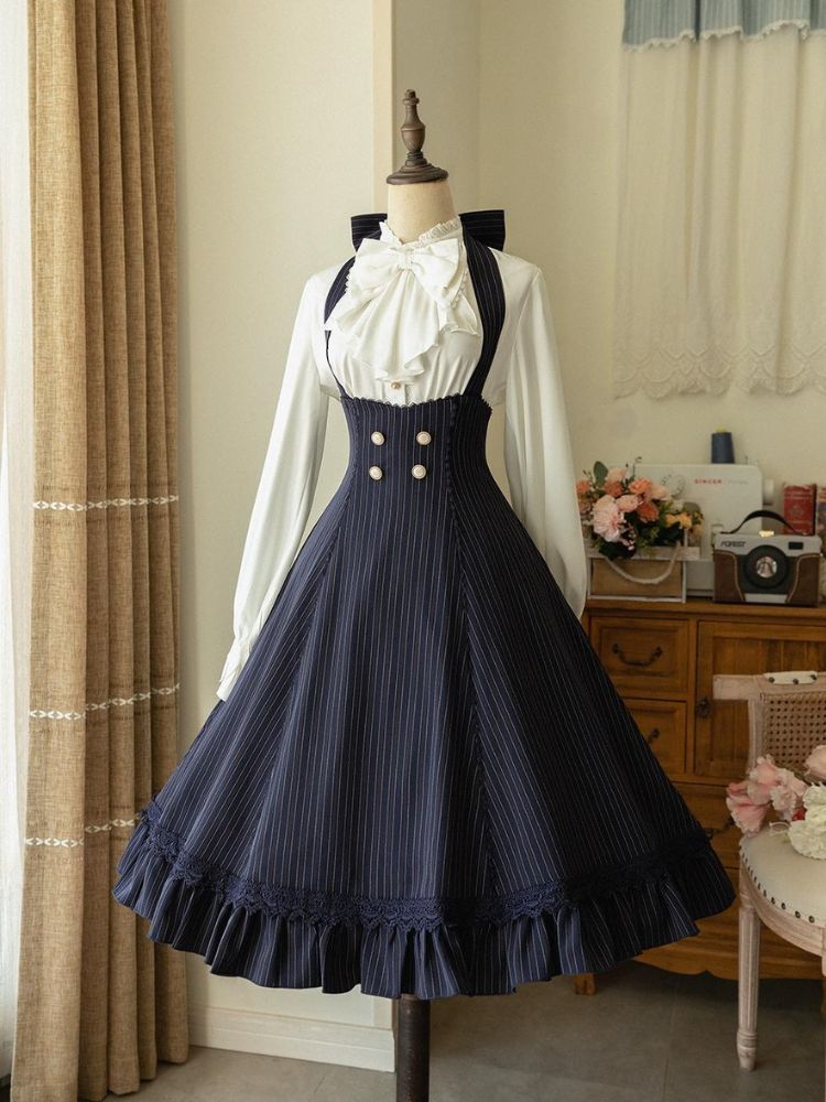 Retro Classical Elegant Breathable Lolita Skirt & Elegant Ruffle Shirt FOR0036