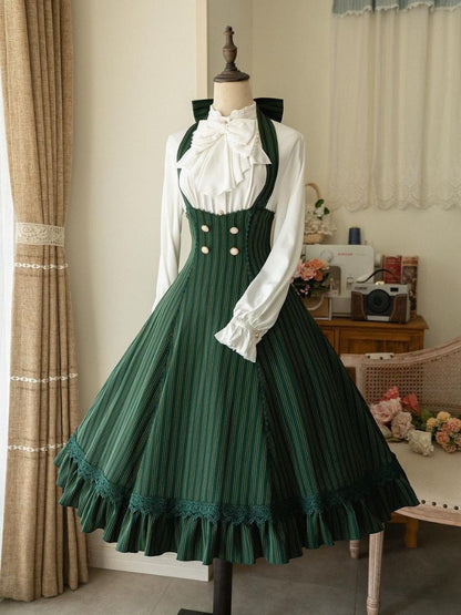 Retro Classical Elegant Breathable Lolita Skirt & Elegant Ruffle Shirt FOR0036