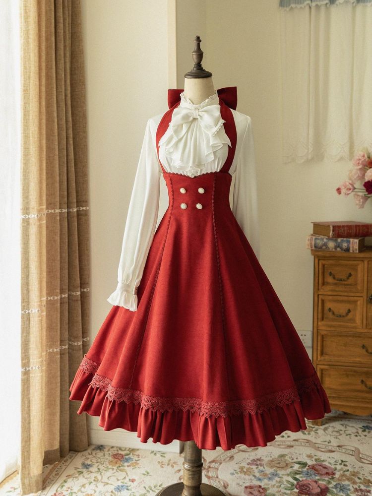 Retro Classical Elegant Breathable Lolita Skirt & Elegant Ruffle Shirt FOR0036