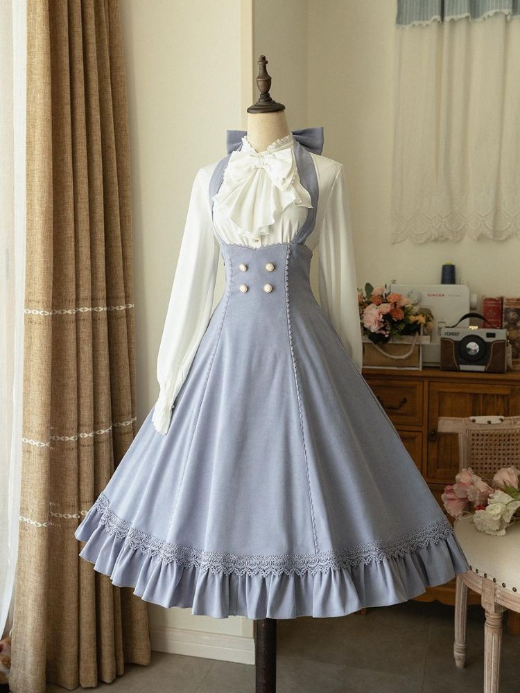 Retro Classical Elegant Breathable Lolita Skirt & Elegant Ruffle Shirt FOR0036