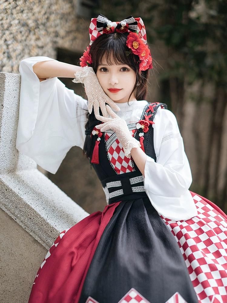 Japanese Style Black & White Lolita Dress FOR0052