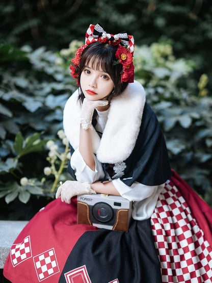 Japanese Style Black & White Lolita Dress FOR0052