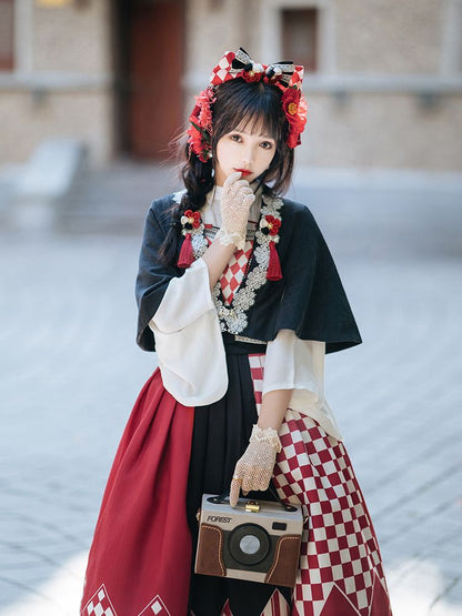 Japanese Style Black & White Lolita Dress FOR0052