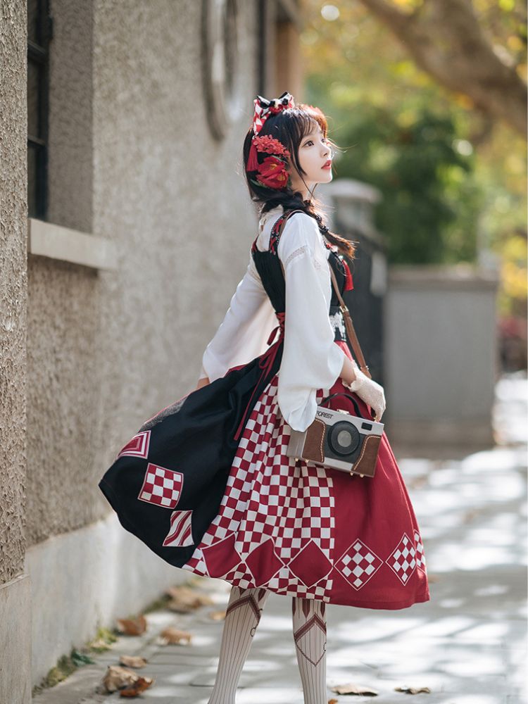 Japanese Style Black & White Lolita Dress FOR0052