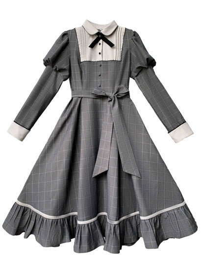 Retro Grey Checkered Dress HUT0108