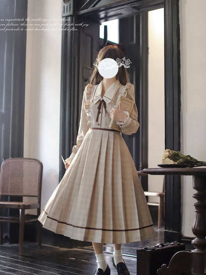 Original College Style Literary Retro Elegant Lady Dress HUT0119