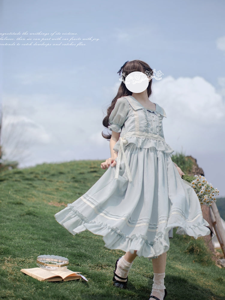 Blue Frill French Dress HUT0103