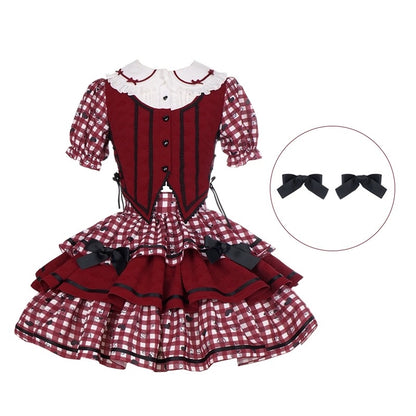 Accordion Pleats Lolita Red Dress WIT0038