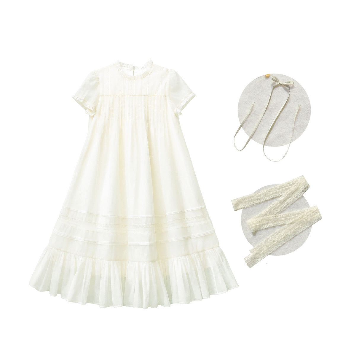 French Elegant White Dress HUT0007