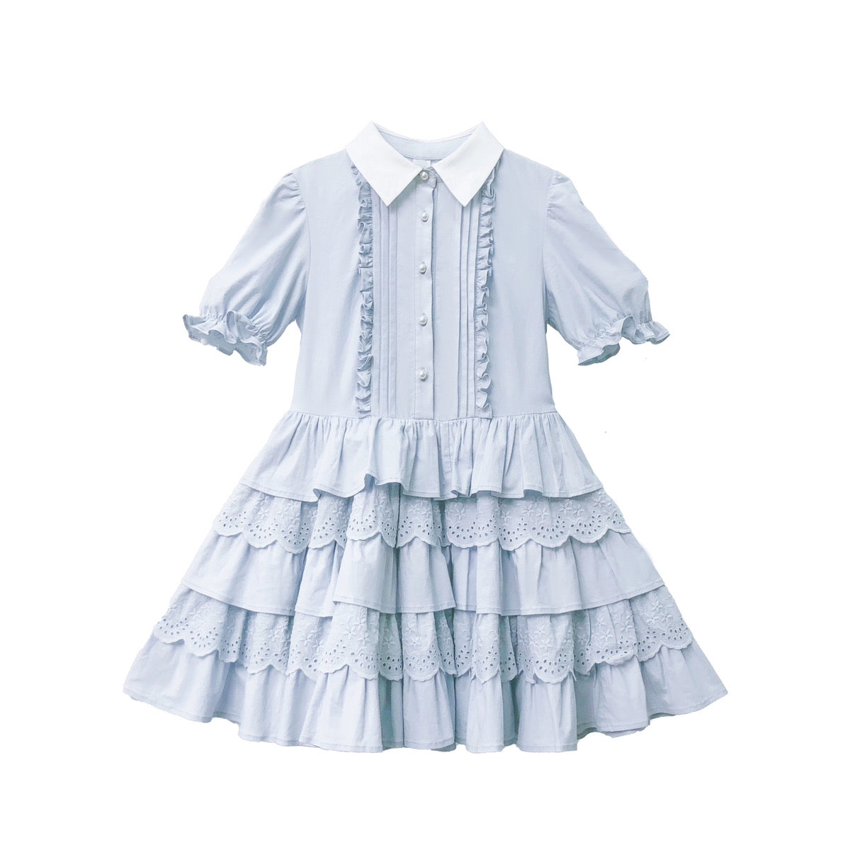 Frill Style Light Blue Sweet Dress HUT0083