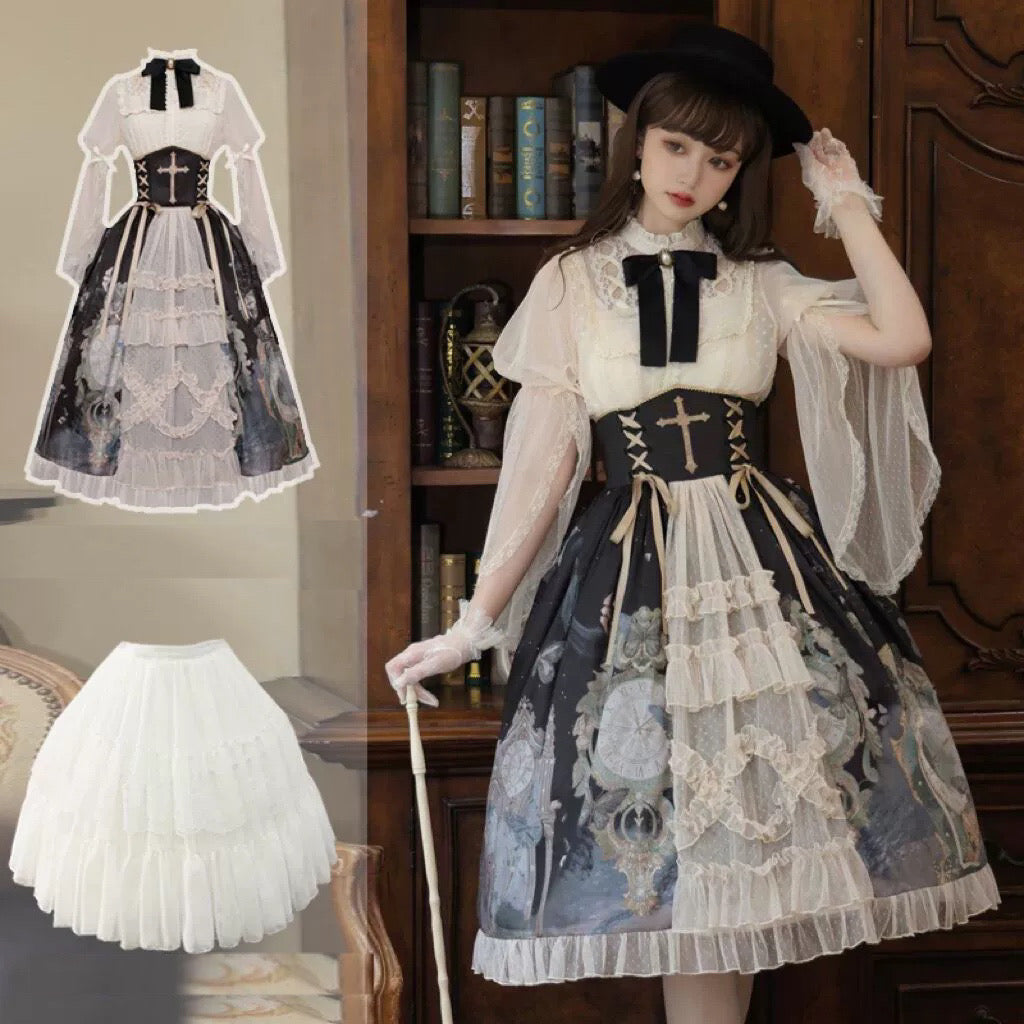 Clock & Butterfly Print Lolita Dress YOU0110