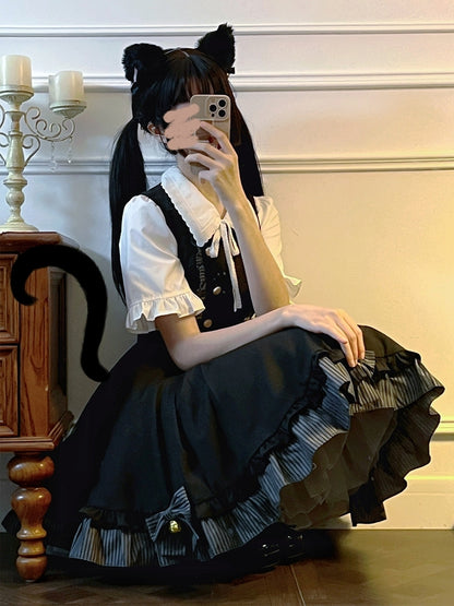 Black Frill Suspender skirt & Tops LAL0049