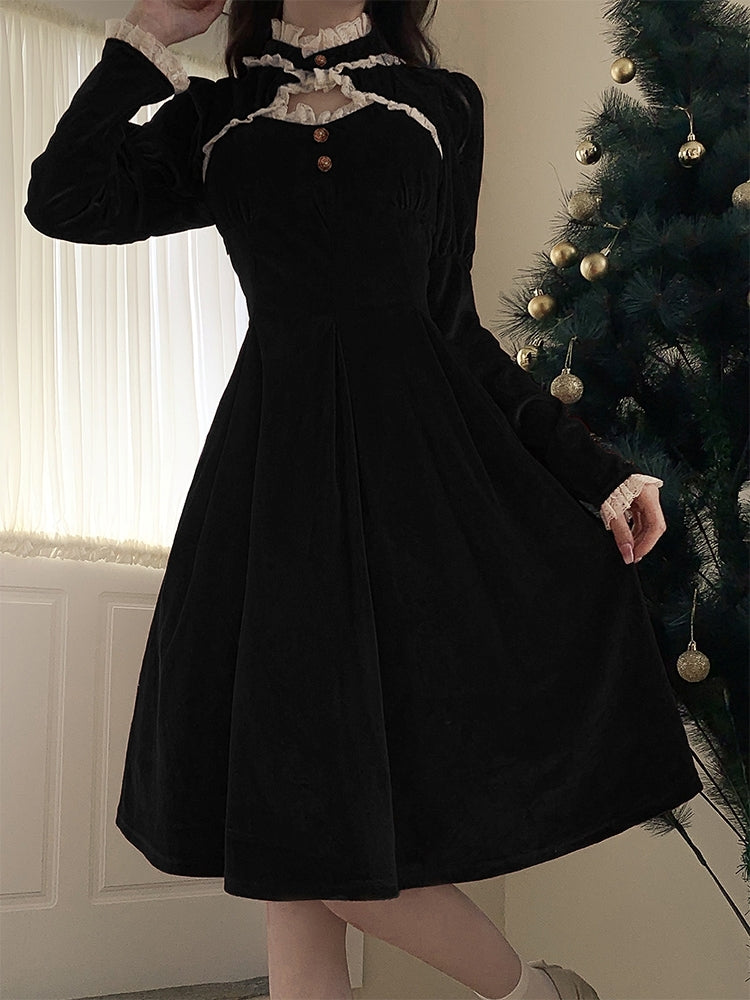 Retro Velvet French Style Dress LAL0042