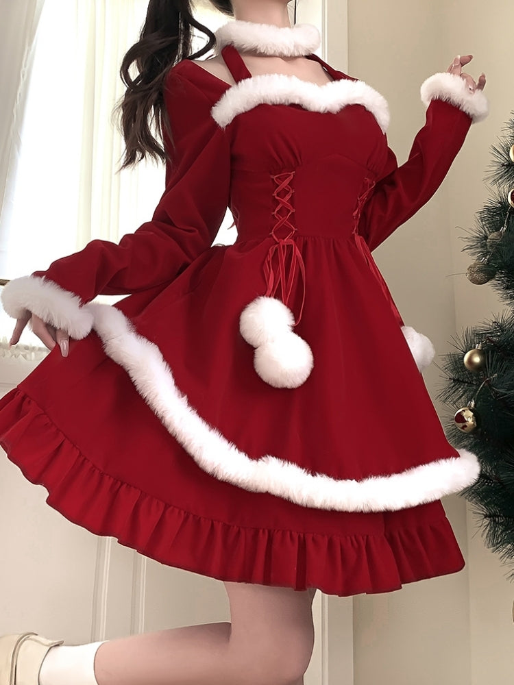 Santa-inspired Red Slim Mini Dress LAL0041