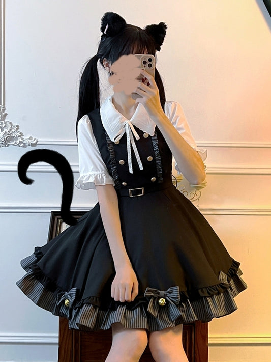 Black Frill Suspender skirt & Tops LAL0049