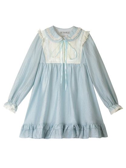 Light Blue Frilled Puff Sleeve Sweet Baby Dress LAL0016