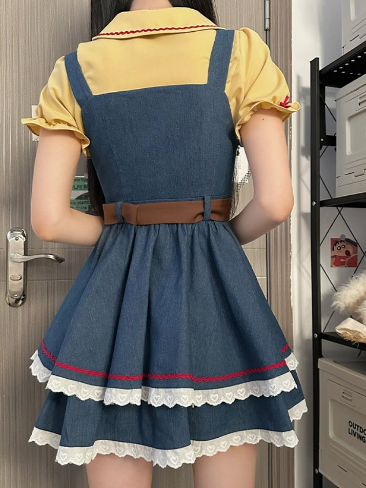 Yellow Shirt Denim Dress LAL0022