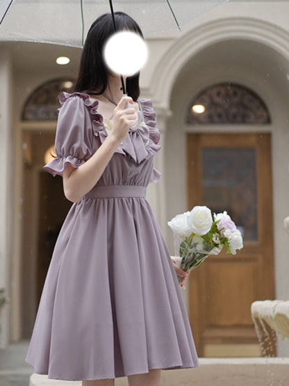 Light Purple Frill Ribbon Cross-Strap Dress LAL0002