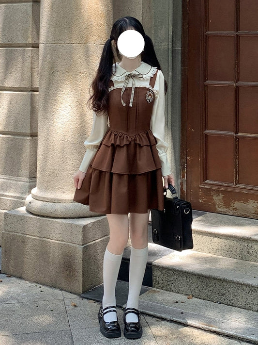 College Style Brown Girly Dress LAL0060