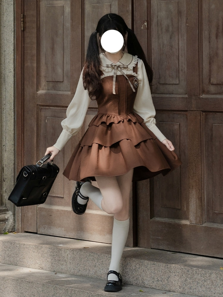 College Style Brown Girly Dress LAL0060