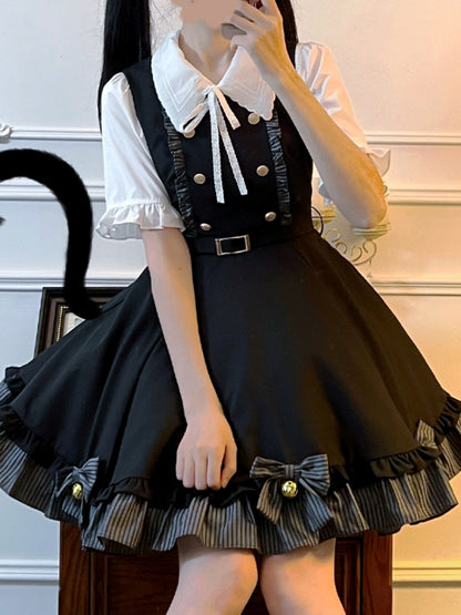 Black Frill Suspender skirt & Tops LAL0049