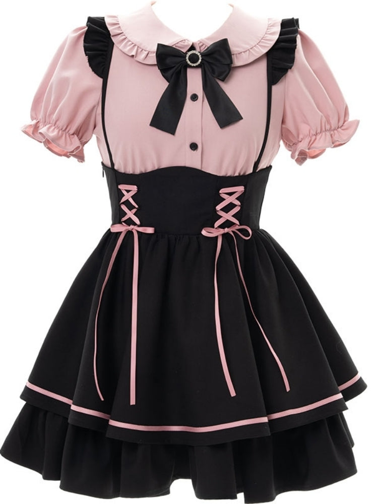 Pink and Black Ribbon Two-Piece Set LAL0052