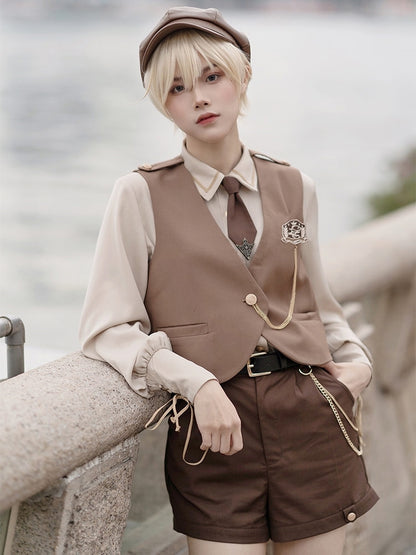 Brown Detective Style Two-Piece Set LAL0059