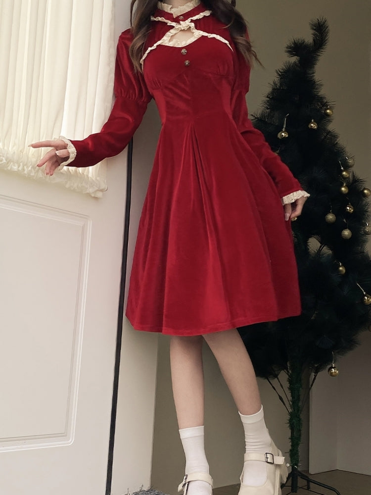 Retro Velvet French Style Dress LAL0042