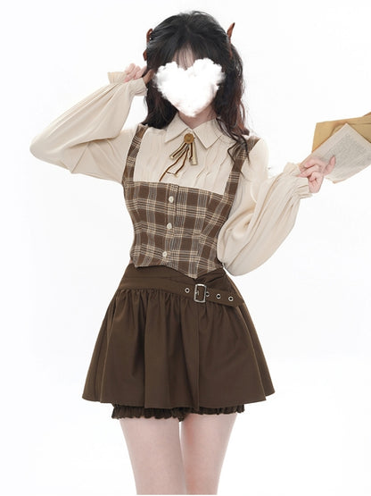 Brown Check Two-Piece Set LAL0056