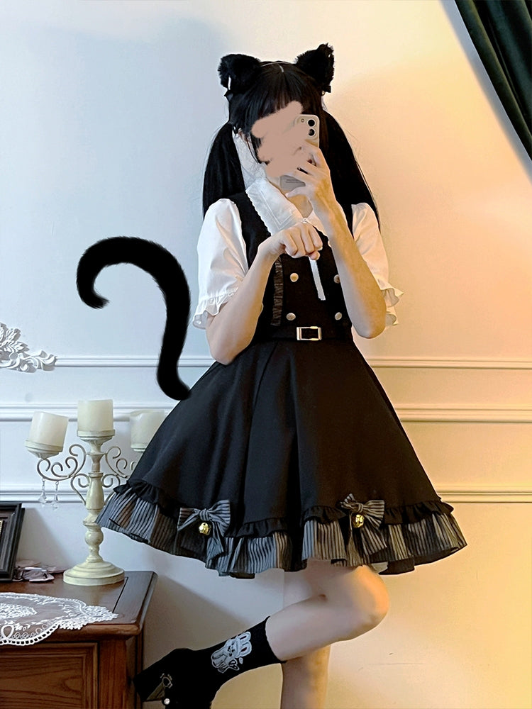 Black Frill Suspender skirt & Tops LAL0049