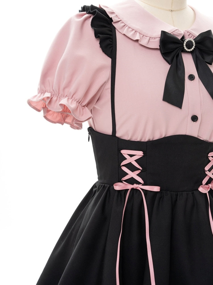 Pink and Black Ribbon Two-Piece Set LAL0052