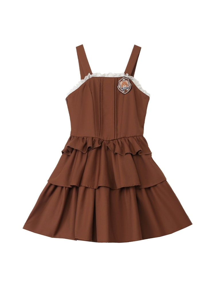 College Style Brown Girly Dress LAL0060