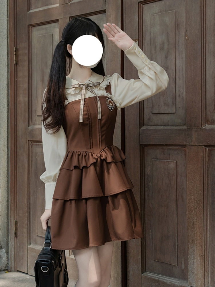 College Style Brown Girly Dress LAL0060