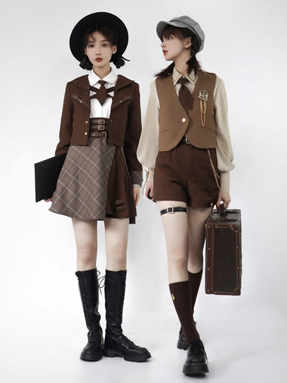 Brown Detective Style Two-Piece Set LAL0059